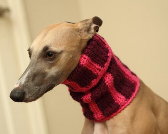 Raspberry Whippet snood, Whippet snood, Dog accessories, neck warmer, dog neck warmer