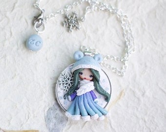 polymer clay necklace / fairy/ fimo/ clay / zingara creativa/moon