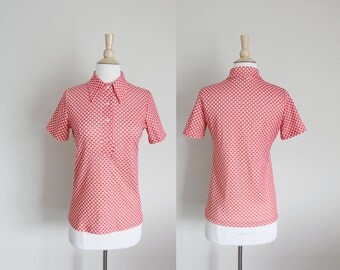 1970s Blouse | Mod Blouse | Disco Blouse | Checkered Blouse | Medium