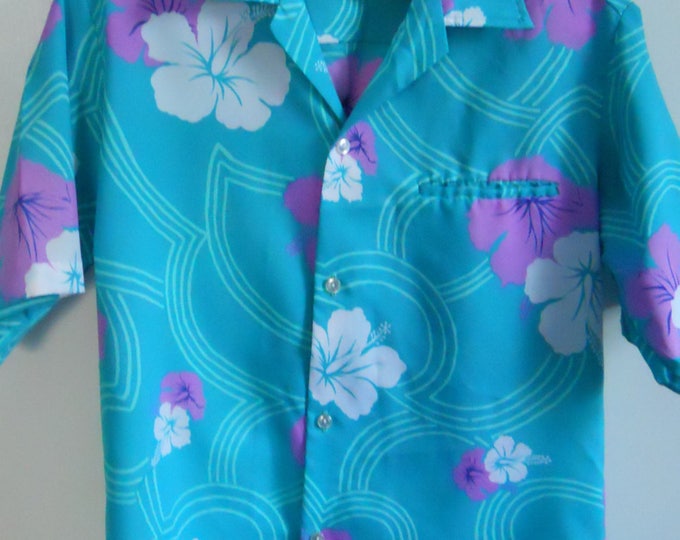 Men's Hawaiian Shirt Tropical Hilo Hattie Shirt Short Sleeve Vintage Shirt Size Small S