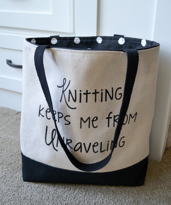 Canvas Tote for Knitters Knitting Tote Knitting Project Bag
