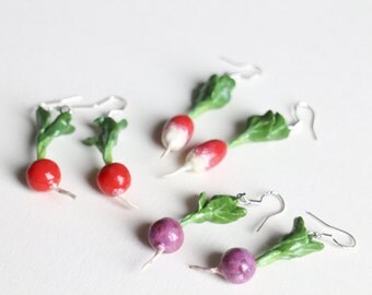 Radish earrings, 925 sterling silver finish, choose from 3 types , gift for her, gift for mum, gift for friendship, rustic earrings