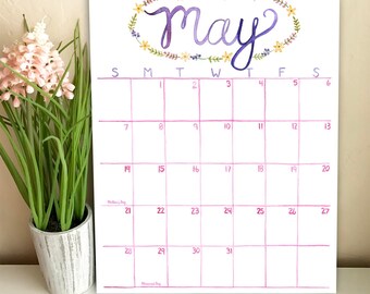 SALE, 2017 Watercolor Wall Calendar, unbound edition, Hand Painted, Seasonal, Illustration, Gift for Her, Christmas Gift, New Year