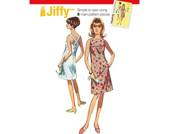 Women's One-Piece Jiffy Dress Sewing Pattern Misses Size 6, 8, 10, 12, 14 Uncut Vintage 1960's Style Simplicity 1101