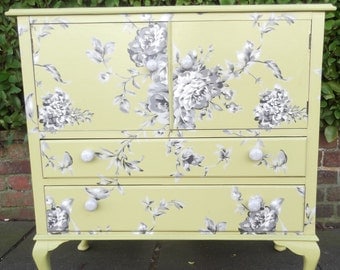 Vintage Cupboard with Drawers restyled in green and greys