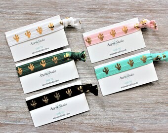 Cactus Gold Hair Tie-White-Hunter Green-Black-Light Pink-Light Turquoise