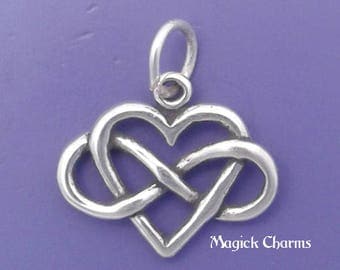 INFINITY Heart Charm .925 Sterling Silver Infinite Love Symbol Pendant - lp4589