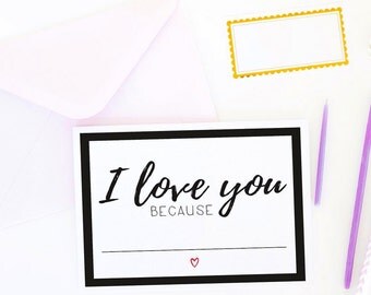 Valentines Day Card // I Love You Because // Fill In The Blank // Just Because // Sweetest's Day // Miss You // Anniversary // The Busy Bee