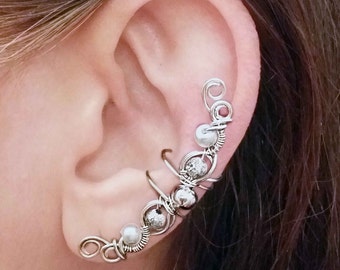Silver Ear Cuff Silver plated Elegant Ear Wrap