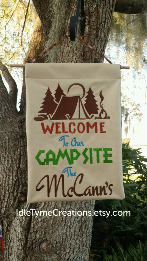Personalized Campsite Sign Camping Flag Custom Sign