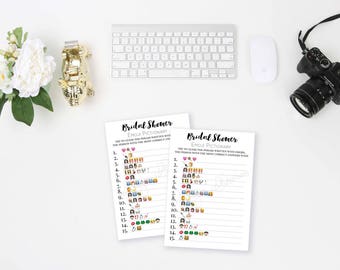 Bridal Shower Emoji Pictionary Instant Download Bridal Shower Game