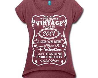 16th Birthday Gift, 16th Birthday Gift for Woman, 2001 Shirt, 16th Birthday, 2001 Birthday, Made in 2001, 16 Year Old Birthday VELVETY PRINT