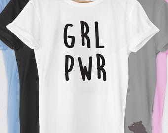Feminist Shirt Tshirt T-shirt Tee Grl Pwr Feminism Gifts for Girls Girlfriend Wife Women Ladies Protest Shirt March No Hate Equality Rights