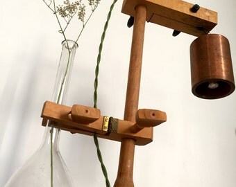 Vintage Laboratory Stand Lamp - copper and flask
