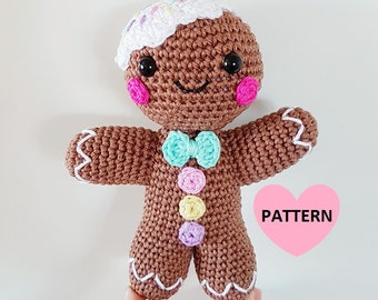 Gingerbread man PDF PATTERN, amigurumi crochet