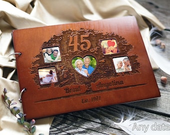 Anniversary photo album Wedding photo album Wood Photo Album Custom Wedding Album Wooden Photo book Wedding gift Personalized Album