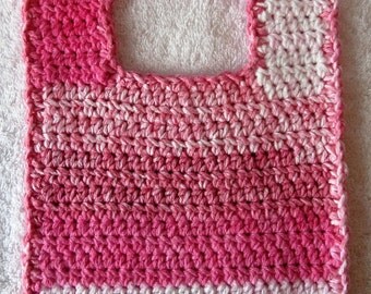 Pink Crochet Baby Bib, Crochet Baby Bib, Baby Girl Cotton Bib, Pink Baby Bib, Girl Pink White Baby Bib, Cotton Bib, Baby Shower Gift