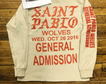 Kanye Saint Pablo Tour THE FORUM Los Angeles Oct. 26th Tan Long Sleeve T-Shirt