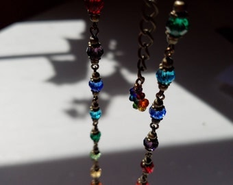 Rainbow and Bronze Czech Crystal Necklace