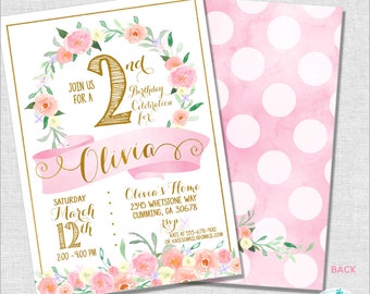 1st Birthday Party Invitation | Girl First Birthday Invitation | ONE Invitation | Pink and Gold Girl | Teen Invitation | Amanda's Parties