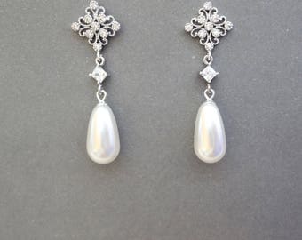 Pearl drop earrings Rose Gold pearl earrings ElegantRose
