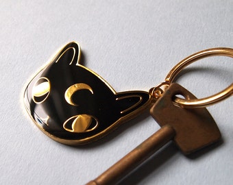 Black Cat Enamel Keyring - I like cats - Keyring - Cat kering - Enamel keyring - Black cat - Cats - Cat gift - Keychain - Moon Cat