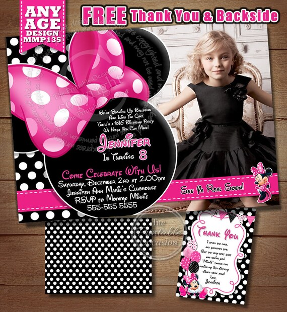 MINNIE MOUSE INVITATION, Polka Dot Invitation, Printable Invitation,Invitation, Polka Dot, Invitation Il_570xn