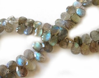 Labradorite faceted briolettes. Approx. 5.25x7-7.25mm. Select a quantity.