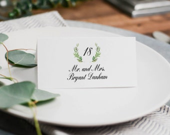 Olive Wreath Wedding Place Card Template, Printable Wedding Place Cards, Wedding Placecards, Wedding Placement Cards, Escort Cards, Rustic