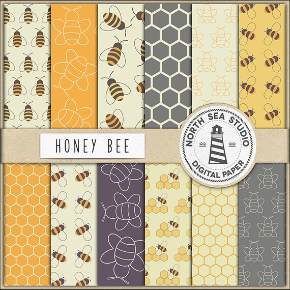 Download BEE WORLD Honey Bee Digital Paper Scrapbooking Backgrounds