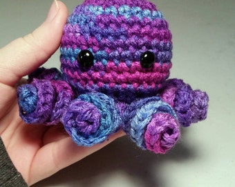 Mini Crochet Octopus Amigurumi, GALAXY, Dark colors, Octopus Plush, Octopus Plushie, Stuffed Animal, Cute Octopus, Octopus Toy, Multicolored