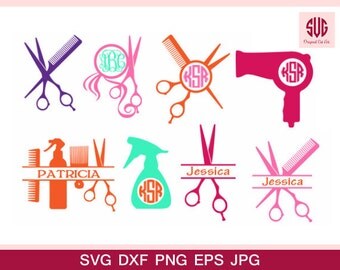 Hairdresser Svg Hair Salon Svg Barber Svg Hairstylist Svg Monogram Frame Cut Files SVG DXF Silhouette Studio Png Eps Pdf Jpg Ai Cdr Cricut