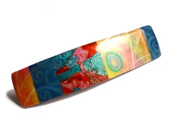 Hair Barrette, pastel hair clip barrette Pastel rainbow, handmade polymer clay hair barrette, French hair clip, colorful, artisan hair clip