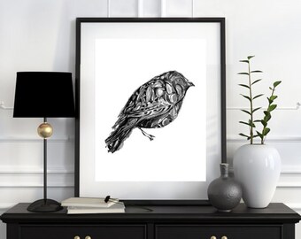 Black and White Art Watercolor Print, Black and White Wall Art, Black Painting, Black Print Art, Black Wall Decor,Black Abstract Art For Him