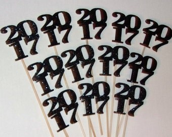 2017 Centerpieces, 2017 Graduation Centerpiece Party Picks, 5 2017 Centerpiece, 2017 Party Decor, 2017 Sign, 5 Graduation Hats