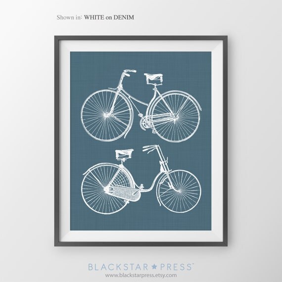 Bicycle Art Print His and Hers decor Bike art bike wall