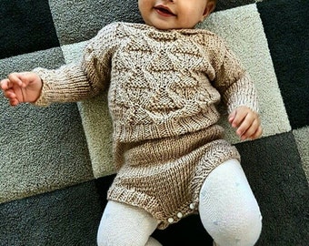 Knitted Baby Clothes , Romper Baby , Trendy Baby Girl Clothes , Baptism Outfit , 1st Birthday Outfit