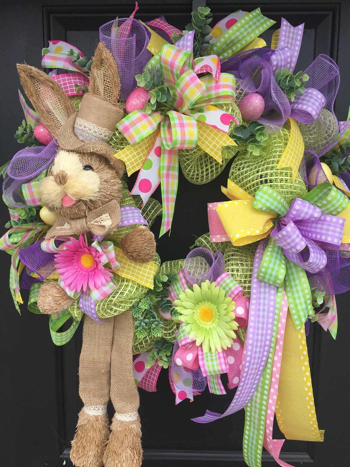 Easter Wreath, Easter Bunny Wreath, Spring Deco Mesh Wreath, Front ... Easter Wreath, Easter Bunny Wreath, Spring Deco Mesh Wreath, Front ...