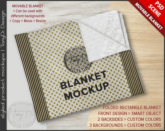 Download Blanket PSD Styled Mockup Minky Folded Rectangle Blanket on