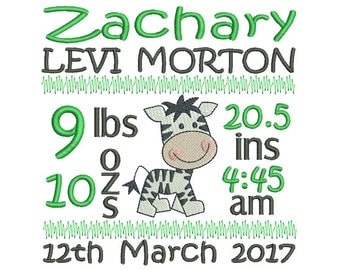 Birth Announcement Template Embroidery, Instant Download, Subway Art Boy Birth Template Machine Embroidery, AM/PM, Design no: ST509-31