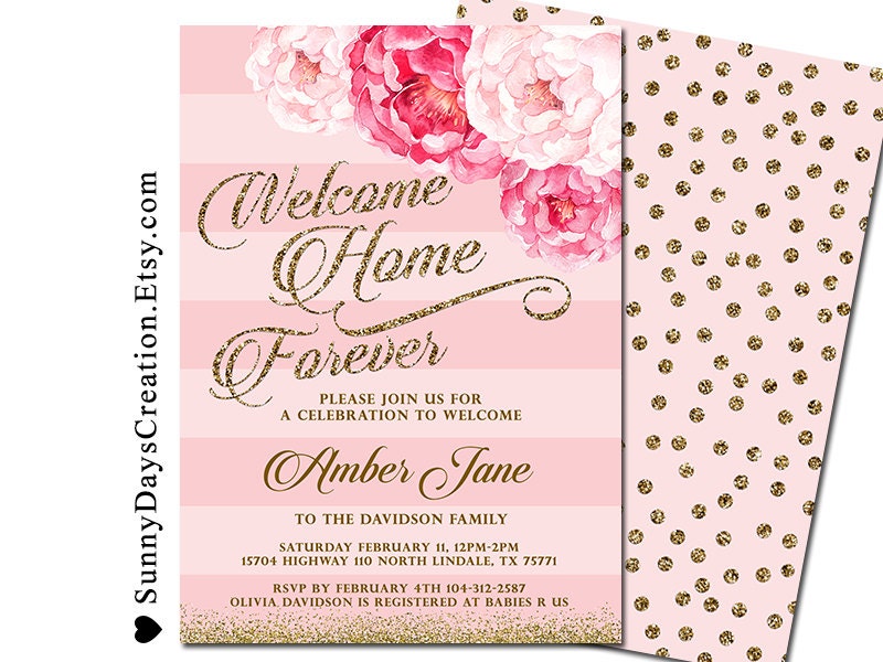 Baby Girl Adoption Shower Invitation Baby Girl Adoption Party