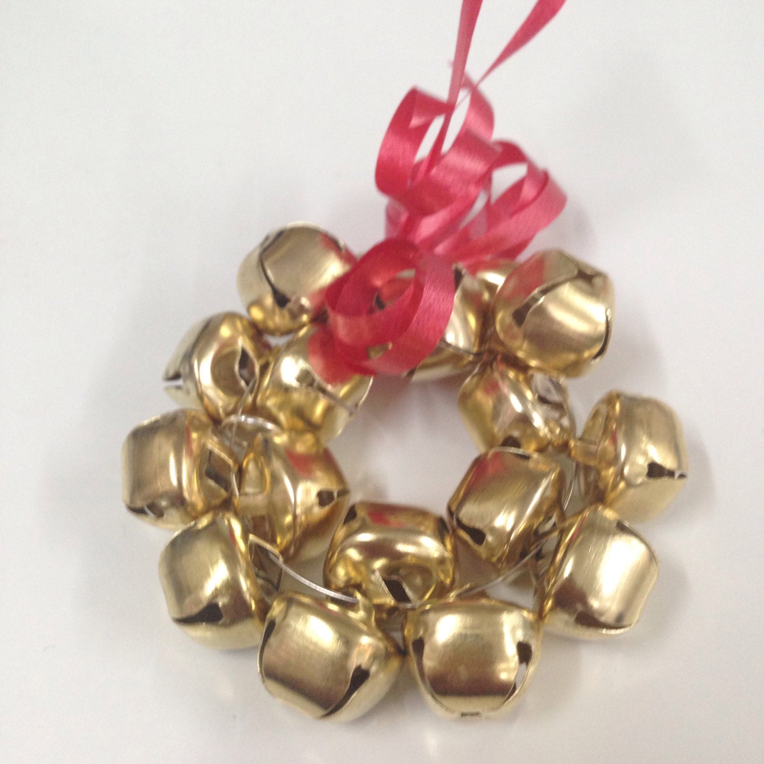 Gold jingle bells wreath Christmas tree ornament by ECJewellery