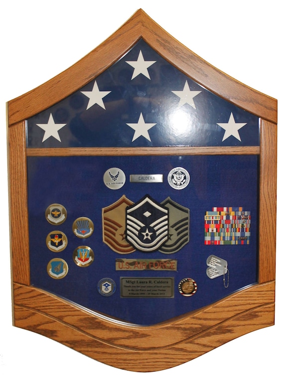 Air Force Master Sergeant E7 Shadow Box 5x8 flag area