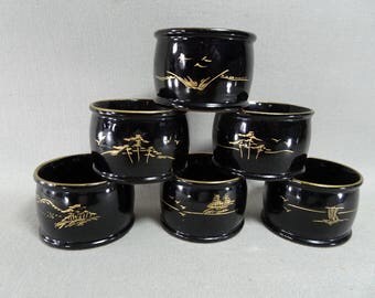 Lacquer Napkin Rings Set of Six