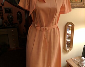 Vintage 1960's linen peach colored dress.
