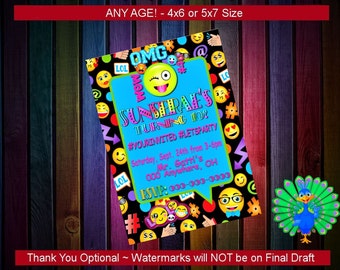 Emoji Invitation,Emoji Birthday Invitations, Emoji Party Printables, Emoji Party Invitations, Emoji Birthday Party, Emoji Invites