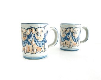 Vintage Louisville Stoneware Precious Pigs Mugs