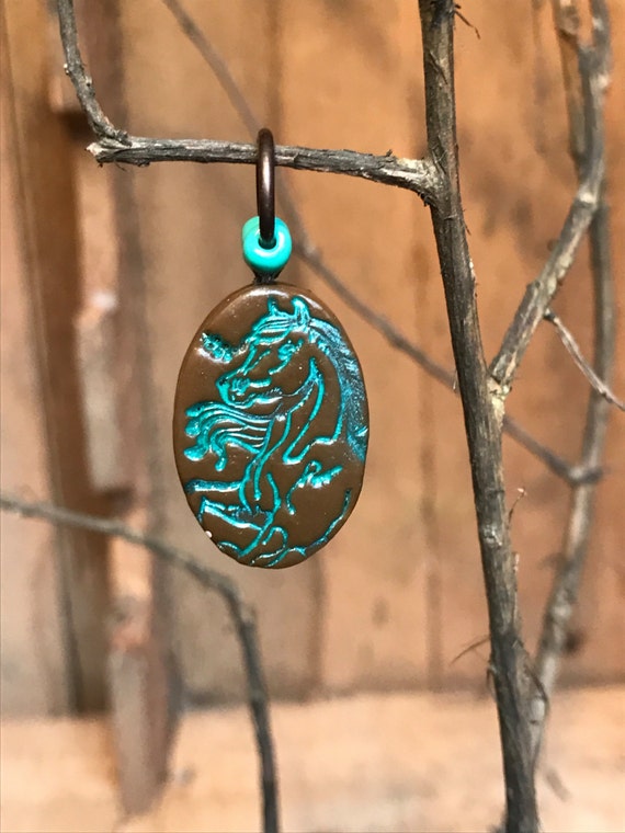 Items similar to Horse pendant Equestrian jewelry Young girl