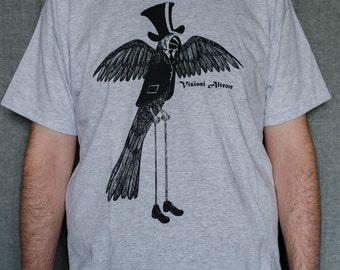 Dandy Parrot, surreal, victorian silkscreen tshirt