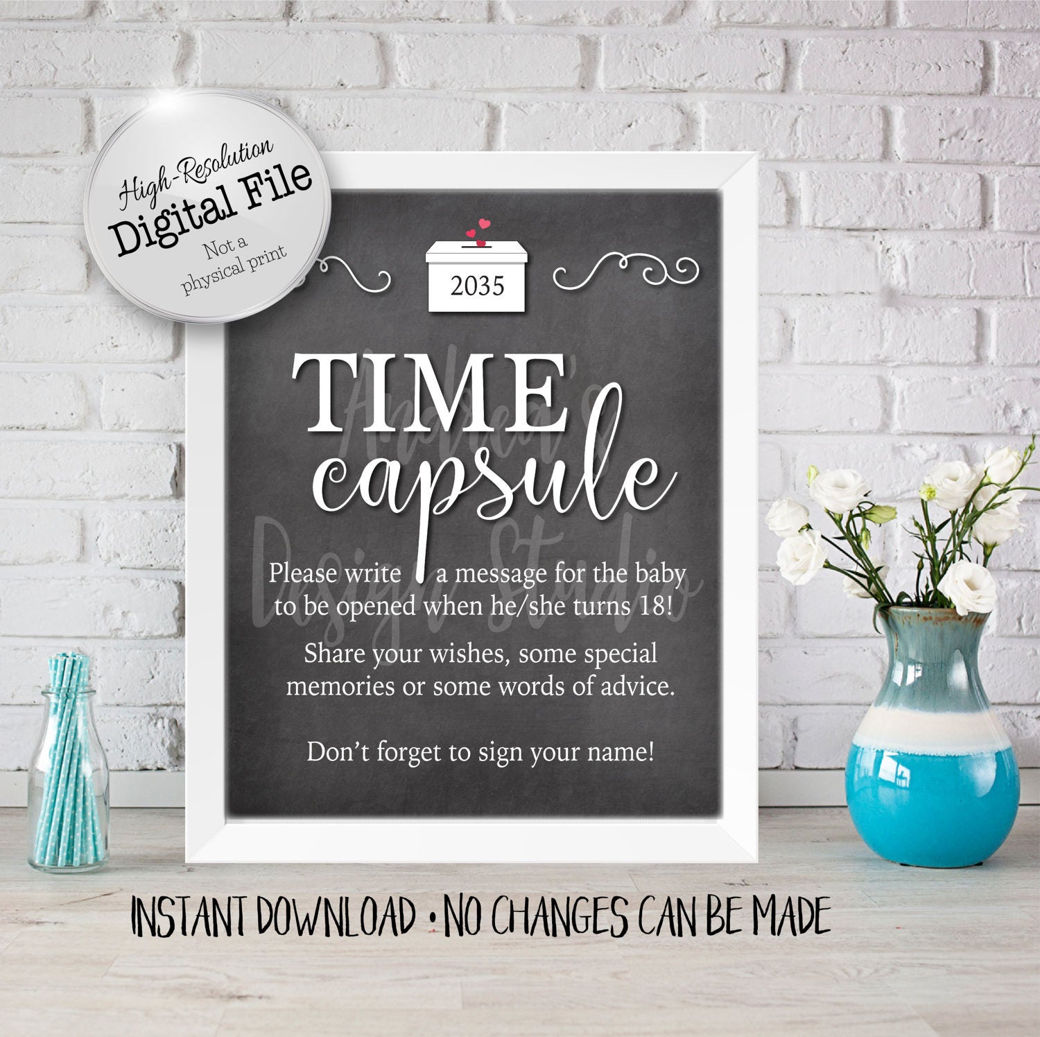 Baby Time Capsule Sign Baby Shower Printables Baby Shower